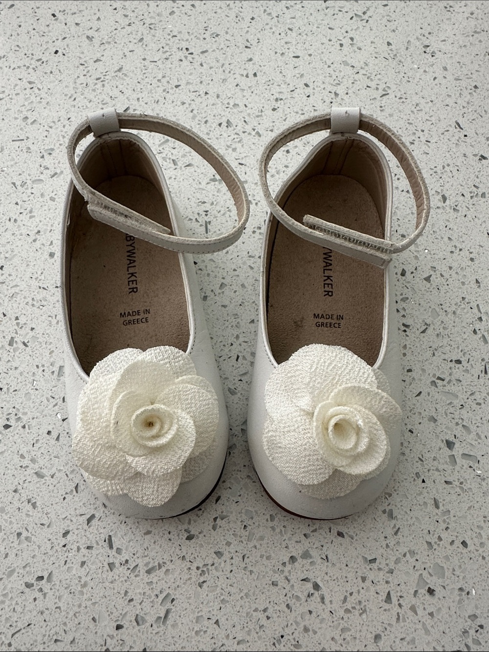 White Girls' Mary Jane Dress Shoes with Flower
